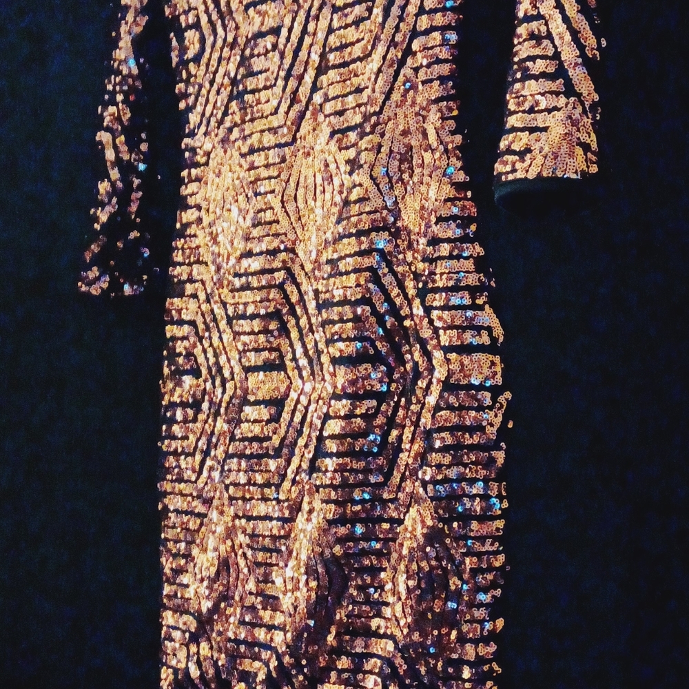 WINDSOR Sequin Gold & Black Dress - Picture 2 of 4